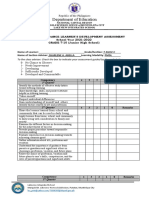 Department of Education: To The Class Adviser: Check The Box To Indicate Your Assessment Guided by The Scale Below