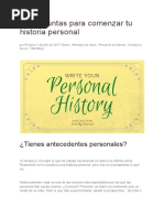 RESUMEN 50 Preguntas para Comenzar Tu Historia Personal