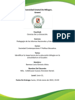 Educación Bilingüe en La Actualidad en El Ecuador