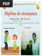 Diplôme de Récompense