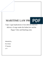 Legal Implications of Mis Delivery and Non-Delivery of Cargo Under The Indian Law and The Hague Visby and Hamburg Rules.