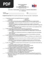 Ikatlong Panahunang Pagsusulit Sa Araling Panlipunan 9 S.Y. 2018-2019