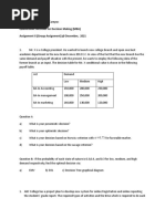 Quantitative Methods For Decision Making (MBA) Assignment II (Group Assignment) at December, 2021