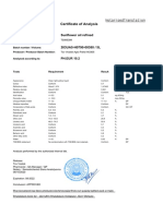 Certificate of Analysis: Sunflower Oil Refined