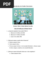 Guia de Estudio para El Primer Parcial de Introduccion A Los Estudios Universitarios