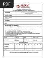 PG DIP MANG - Business Research - June 2020 Take Home Assessment