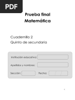 5to Secundaria Prueba Matemática Cuadernillo 2