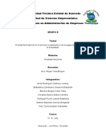 Ensayo El Sistema Feudal de La Economía Ecuatoriana y Los Rezagos Del Colonialismo en La Actualidad.