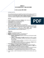 Anexo 2 Carta de Derechos Y Obligaciones ¡Bienvenido/a Al Ciclo Escolar 2021-2022!