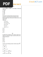 ACT Math Practice Test 6: 1. On The Real Number Line, - 0.578 Is