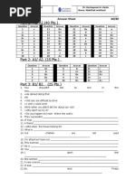 Answee Sheet For Placement Test 2022