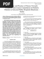 Knowledge and Practice of Nurses Towards Peripheral Intravenous Cannulation in Pediatric Patients in Selected Public Hospitals Khartoum - Sudan