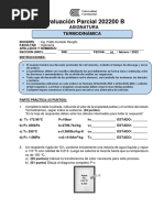 Prueba Parcial Termodinámica B 202200 NRC 10073 Practica