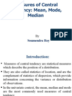 Measures of Central Tendency: Mean, Mode, Median: Soumendra Roy