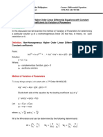 Non-Homogeneous Higher Order Linear Differential Equations With Constant Coefficients by Variation of Parameters