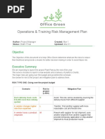 Operations & Training Risk Management Plan: Objective