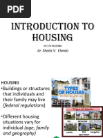 Introduction To Housing: Ar. Sheila V. Elardo