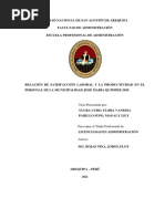 Relación de Satisfacción Laboral y La Productividad en El Personal de La Municipalidad José María Quimper 2020