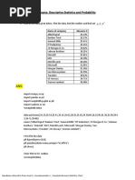 Topics: Descriptive Statistics and Probability: Name of Company Measure X