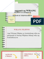 Wikang Filipino Sa Larangan NG Agham at Teknolohiya