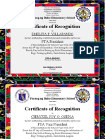 Certificate of Recognition - PTA OFFICERS PNBES