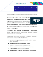 Lenguaje Algebraico, Leyes de Los Exponentes y Operaciones Con Polinomios