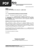 Carta de Garantía de La Empresa Por Servicios Paico