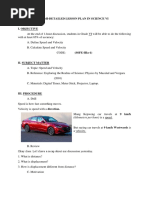 Semi Detailed Lesson Plan Speed and Velocity