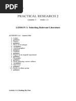 Practical Research 2: LESSON 1: Selecting Relevant Literature