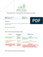 Operations & Training Risk Management Plan: Objective