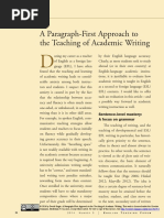 A Paragraph-First Approach To The Teaching of Academic Writing