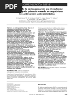 Retirada de La Anticoagulación en El Síndrome Antifosfolípido Primario Cuando Se Negativizan Los Anticuerpos Anticardiolipina