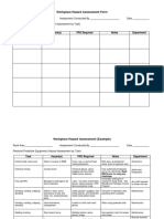 Workplace Hazard Assessment Form: Task Hazard(s) PPE Required Notes Department