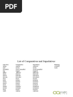 List of Comparatives and Superlatives