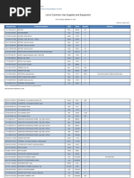 List of Common Use Supplies and Equipment