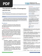 Therapeutic Benefi Ts of Lemongrass and Tea Tree: Nida Tabassum Khan