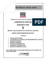 Prova Investigador PCMG 2022