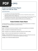 English Core (301) : Term II Project Portfolio/Project Report Topics List With The Tasks