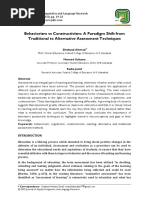 Behaviorism Vs Constructivism A Paradigm Shift From Traditional To Alternative Assessment Techniques