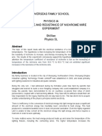 Overseas Family School Physics Ia Temperature and Resistance of Nichrome Wire Experiment Shixiao Physics SL