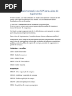 80 Principais Transações No SAP para A Área de Suprimentos