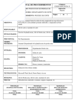 Manual de Procedimientos: Ordenes de Corte, Piezas Cortadas