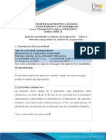 Guía de Actividades y Rúbrica de Evaluación - Unidad 1 - Tarea 1 - Métodos para Probar La Validez de Argumentos