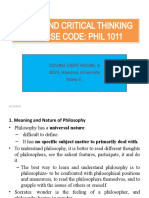 Logic and Critical Thinking Course Code: Phil 1011: Course Crdit Hours: 3 2019, Hawassa University Yalew E