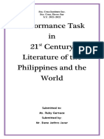 Performance Task in 21 Century Literature of The Philippines and The World