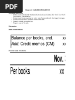 Balance Per Books, End. XX XX: Add: Credit Memos (CM)