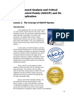 Unit 3: Hazard Analysis and Critical Control Points (HACCP) and Its Application