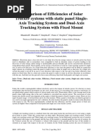 Comparison of Efficiencies of Solar Tracker Systems With Static Panel Single-Axis Tracking System and Dual-Axis Tracking System With Fixed Mount