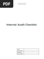 Internal Audit Checklist (Insert Classification)