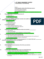 MCQ'S of Brand Management Mkt624